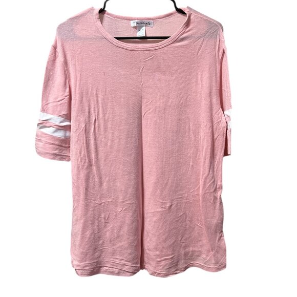 SWS Peach t-shirt w/white stripes on sleeves - Size M - Picture 1 of 5